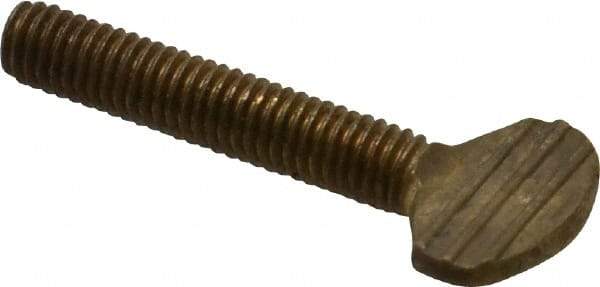 Value Collection - #10-32 Oval Shoulderless Brass Thumb Screw - 1" OAL, 0.48" Head Height - Industrial Tool & Supply