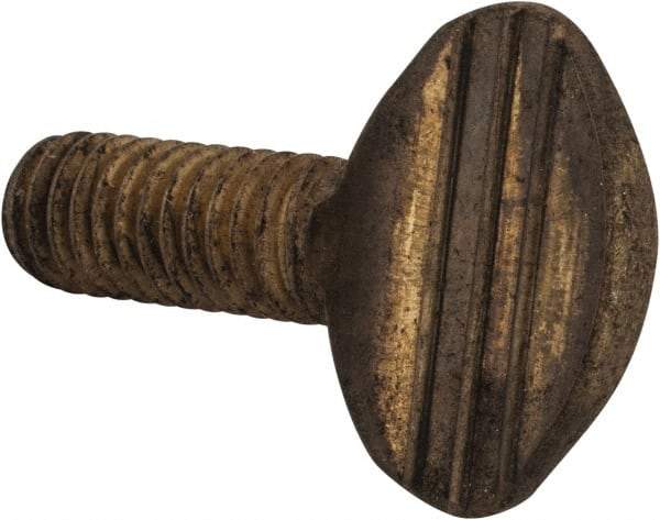 Value Collection - 5/16-18 Oval Shoulderless Brass Thumb Screw - 3/4" OAL, 0.78" Head Height - Industrial Tool & Supply