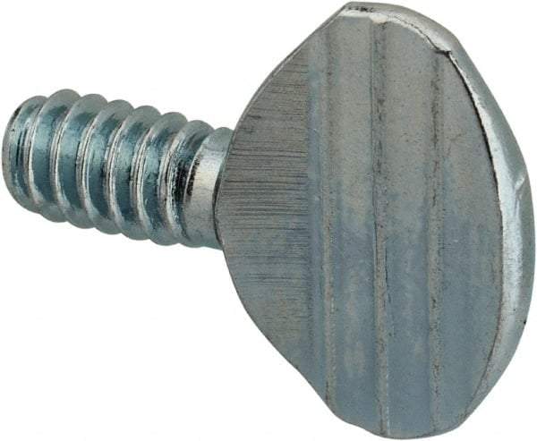 Value Collection - #6-32 Oval Shoulderless Grade 2 Steel Thumb Screw - 1/4" OAL, Zinc-Plated Finish - Industrial Tool & Supply