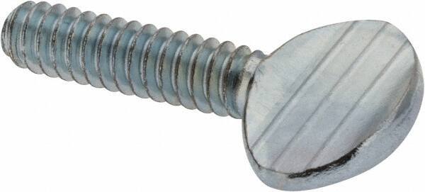 Value Collection - #6-32 Oval Shoulderless Grade 2 Steel Thumb Screw - 1/2" OAL, Zinc-Plated Finish - Industrial Tool & Supply