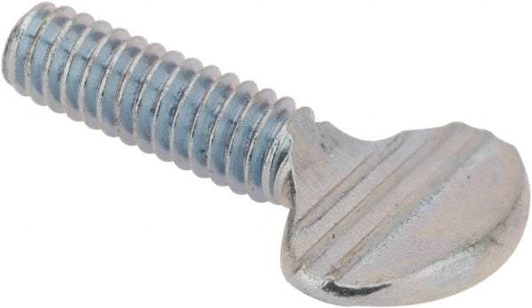 Value Collection - #8-32 Oval Shoulderless Grade 2 Steel Thumb Screw - 1/2" OAL, Zinc-Plated Finish - Industrial Tool & Supply