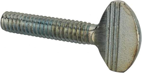 Value Collection - #8-32 Oval Shoulderless Grade 2 Steel Thumb Screw - 3/4" OAL, Zinc-Plated Finish - Industrial Tool & Supply