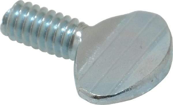 Value Collection - 1/4-20 Oval Shoulderless Grade 2 Steel Thumb Screw - 1/2" OAL, Zinc-Plated Finish - Industrial Tool & Supply