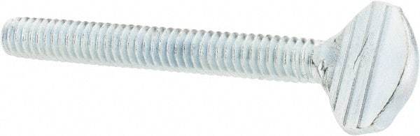 Value Collection - 1/4-20 Oval Shoulderless Grade 2 Steel Thumb Screw - 2" OAL, Zinc-Plated Finish - Industrial Tool & Supply