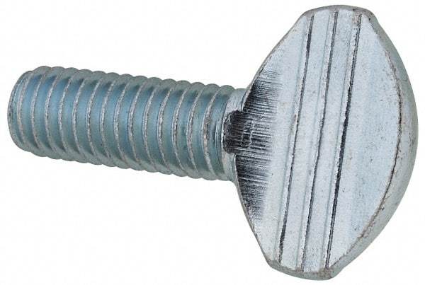Value Collection - 3/8-16 Oval Shoulderless Grade 2 Steel Thumb Screw - 1" OAL, Zinc-Plated Finish - Industrial Tool & Supply