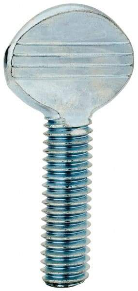 Value Collection - 3/8-16 Oval Shoulderless Grade 2 Steel Thumb Screw - 1-1/4" OAL, Zinc-Plated Finish - Industrial Tool & Supply