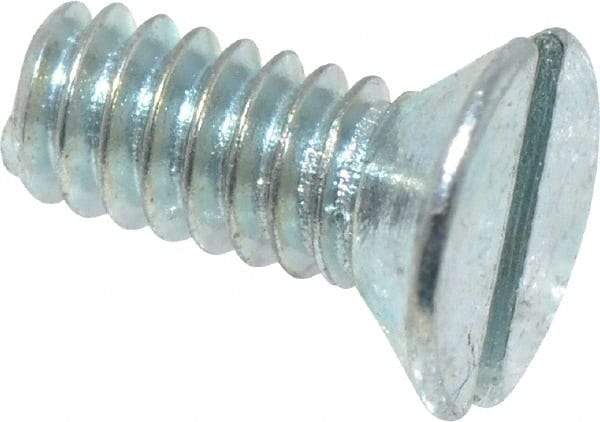 Value Collection - #3-48 UNC, 1/4" OAL Slotted Drive Machine Screw - Flat Head, Grade 2 Steel, Zinc-Plated Finish, Without Washer - Industrial Tool & Supply