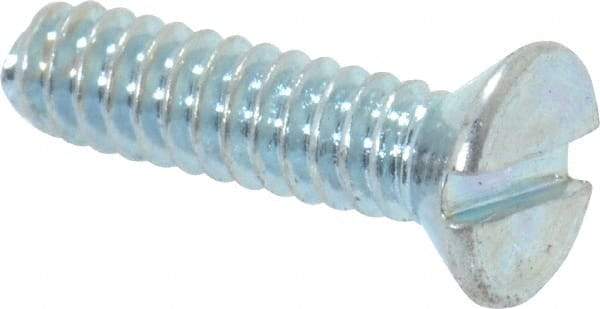Value Collection - #4-40 UNC, 7/16" OAL Slotted Drive Machine Screw - Flat Head, Grade 2 Steel, Zinc-Plated Finish, Without Washer - Industrial Tool & Supply