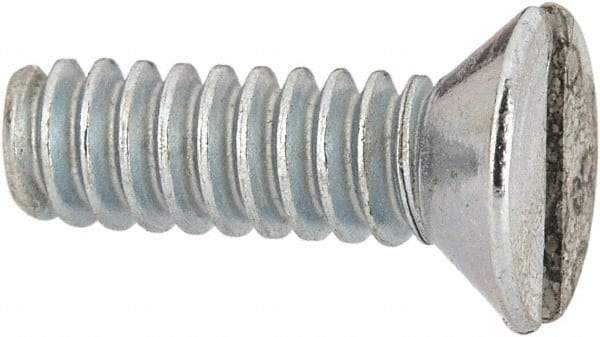 Value Collection - #6-32 UNC, 7/16" OAL Slotted Drive Machine Screw - Flat Head, Grade 2 Steel, Zinc-Plated Finish, Without Washer - Industrial Tool & Supply