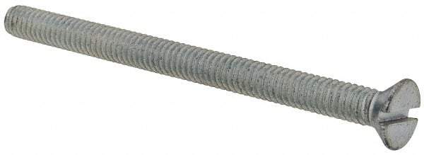 Value Collection - #8-32 UNC, 2-1/4" OAL Slotted Drive Machine Screw - Flat Head, Grade 2 Steel, Zinc-Plated Finish, Without Washer - Industrial Tool & Supply