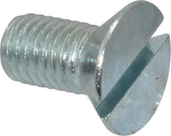 Value Collection - 1/4-28 UNF, 1/2" OAL Slotted Drive Machine Screw - Flat Head, Grade J82 Steel, Zinc-Plated Finish, Without Washer - Industrial Tool & Supply