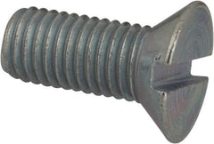 Value Collection - 1/4-28 UNF, 5/8" OAL Slotted Drive Machine Screw - Flat Head, Grade J82 Steel, Zinc-Plated Finish, Without Washer - Industrial Tool & Supply