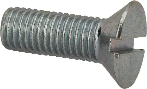 Value Collection - 1/4-28 UNF, 3/4" OAL Slotted Drive Machine Screw - Flat Head, Grade J82 Steel, Zinc-Plated Finish, Without Washer - Industrial Tool & Supply