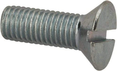 Value Collection - 1/4-28 UNF, 3/4" OAL Slotted Drive Machine Screw - Flat Head, Grade J82 Steel, Zinc-Plated Finish, Without Washer - Industrial Tool & Supply