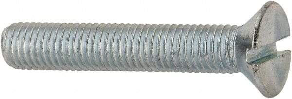 Value Collection - 1/4-28 UNF, 1-1/2" OAL Slotted Drive Machine Screw - Flat Head, Grade J82 Steel, Zinc-Plated Finish, Without Washer - Industrial Tool & Supply