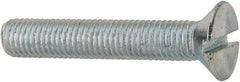 Value Collection - 1/4-28 UNF, 1-1/2" OAL Slotted Drive Machine Screw - Flat Head, Grade J82 Steel, Zinc-Plated Finish, Without Washer - Industrial Tool & Supply