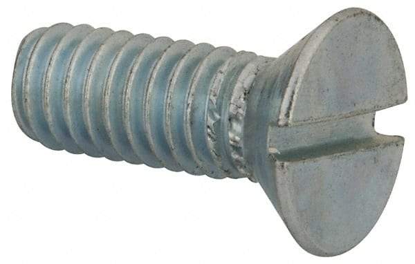 Value Collection - 5/16-18 UNC, 7/8" OAL Slotted Drive Machine Screw - Flat Head, Grade J82 Steel, Zinc-Plated Finish, Without Washer - Industrial Tool & Supply