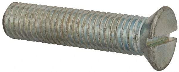 Value Collection - 1/2-13 UNC, 2-1/4" OAL Slotted Drive Machine Screw - Flat Head, Grade J82 Steel, Zinc-Plated Finish, Without Washer - Industrial Tool & Supply