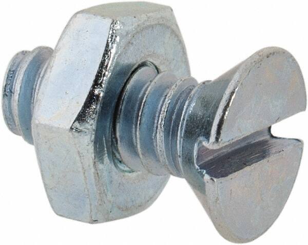 Value Collection - #10-24 UNC, 1/2" OAL Slotted Drive Machine Screw - Flat Head, Grade 2 Steel, Zinc-Plated Finish, Without Washer - Industrial Tool & Supply