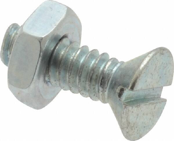 Value Collection - #10-24 UNC, 5/8" OAL Slotted Drive Machine Screw - Flat Head, Grade 2 Steel, Zinc-Plated Finish, Without Washer - Industrial Tool & Supply