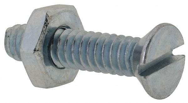 Value Collection - #10-24 UNC, 7/8" OAL Slotted Drive Machine Screw - Flat Head, Grade 2 Steel, Zinc-Plated Finish, Without Washer - Industrial Tool & Supply