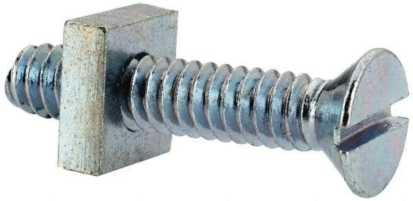 Value Collection - #10-24 UNC, 1" OAL Slotted Drive Machine Screw - Flat Head, Grade 2 Steel, Zinc-Plated Finish, Without Washer - Industrial Tool & Supply