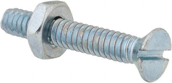 Value Collection - #10-24 UNC, 1-1/4" OAL Slotted Drive Machine Screw - Flat Head, Grade 2 Steel, Zinc-Plated Finish, Without Washer - Industrial Tool & Supply