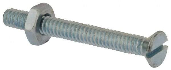 Value Collection - #10-24 UNC, 1-3/4" OAL Slotted Drive Machine Screw - Flat Head, Grade 2 Steel, Zinc-Plated Finish, Without Washer - Industrial Tool & Supply