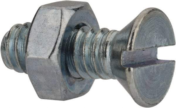 Value Collection - 1/4-20 UNC, 3/4" OAL Slotted Drive Machine Screw - Flat Head, Grade 2 Steel, Zinc-Plated Finish, Without Washer - Industrial Tool & Supply
