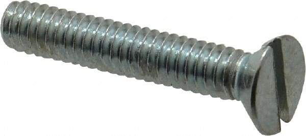 Value Collection - 1/4-20 UNC, 1-1/2" OAL Slotted Drive Machine Screw - Flat Head, Grade 2 Steel, Zinc-Plated Finish, Without Washer - Industrial Tool & Supply