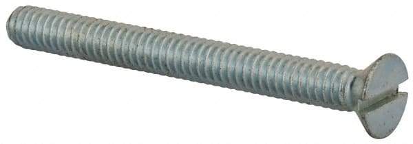 Value Collection - 1/4-20 UNC, 2-1/2" OAL Slotted Drive Machine Screw - Flat Head, Grade 2 Steel, Zinc-Plated Finish, Without Washer - Industrial Tool & Supply