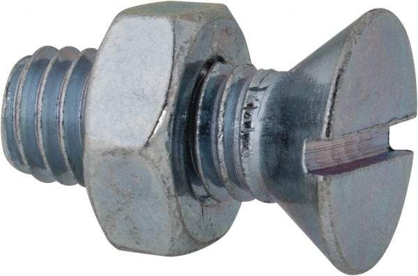 Value Collection - 3/8-16 UNC, 1" OAL Slotted Drive Machine Screw - Flat Head, Grade 2 Steel, Zinc-Plated Finish, Without Washer - Industrial Tool & Supply