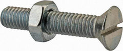Value Collection - 3/8-16 UNC, 2" OAL Slotted Drive Machine Screw - Flat Head, Grade 2 Steel, Zinc-Plated Finish, Without Washer - Industrial Tool & Supply