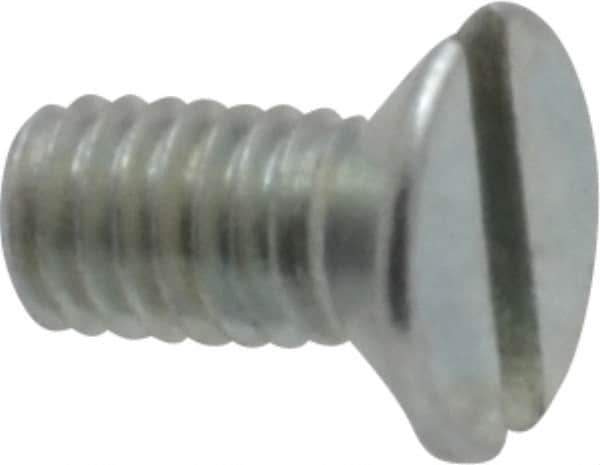 Value Collection - M3x0.50, 6mm OAL Slotted Drive Machine Screw - Flat Head, Grade 4.8 Steel, Zinc-Plated Finish, Without Washer - Industrial Tool & Supply