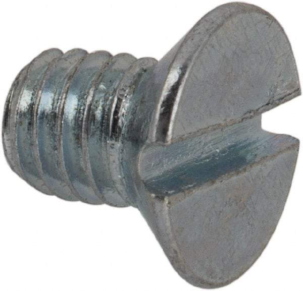 Value Collection - M4x0.70, 6mm OAL Slotted Drive Machine Screw - Flat Head, Grade 4.8 Steel, Zinc-Plated Finish, Without Washer - Industrial Tool & Supply