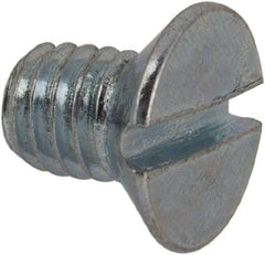 Value Collection - M4x0.70, 6mm OAL Slotted Drive Machine Screw - Flat Head, Grade 4.8 Steel, Zinc-Plated Finish, Without Washer - Industrial Tool & Supply