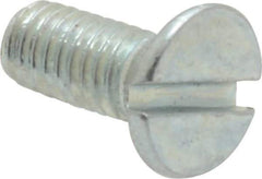 Value Collection - M4x0.70, 10mm OAL Slotted Drive Machine Screw - Flat Head, Grade 4.8 Steel, Zinc-Plated Finish, Without Washer - Industrial Tool & Supply