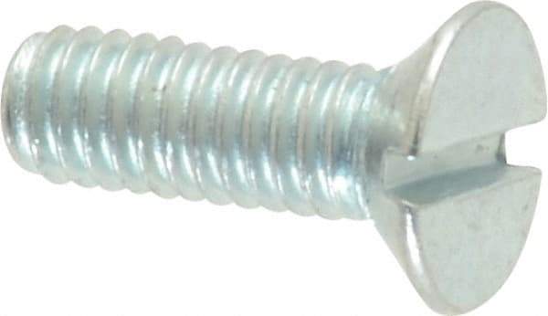 Value Collection - M4x0.70, 12mm OAL Slotted Drive Machine Screw - Flat Head, Grade 4.8 Steel, Zinc-Plated Finish, Without Washer - Industrial Tool & Supply