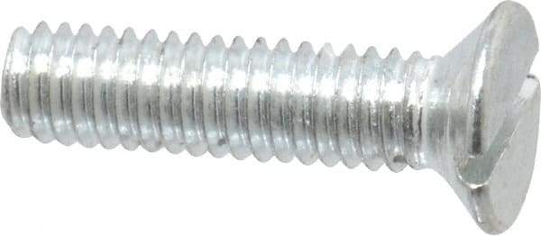 Value Collection - M4x0.70, 16mm OAL Slotted Drive Machine Screw - Flat Head, Grade 4.8 Steel, Zinc-Plated Finish, Without Washer - Industrial Tool & Supply