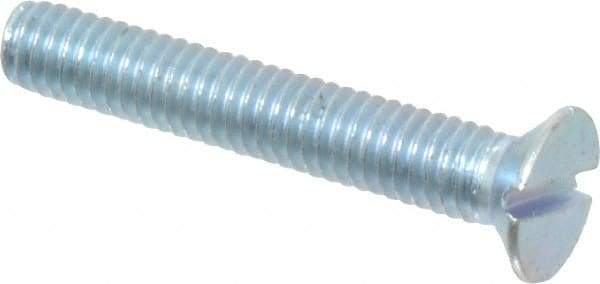 Value Collection - M4x0.70, 25mm OAL Slotted Drive Machine Screw - Flat Head, Grade 4.8 Steel, Zinc-Plated Finish, Without Washer - Industrial Tool & Supply