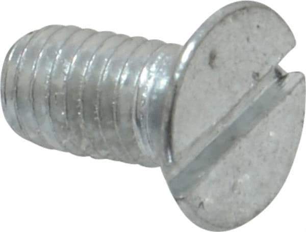 Value Collection - M5x0.80, 10mm OAL Slotted Drive Machine Screw - Flat Head, Grade 4.8 Steel, Zinc-Plated Finish, Without Washer - Industrial Tool & Supply