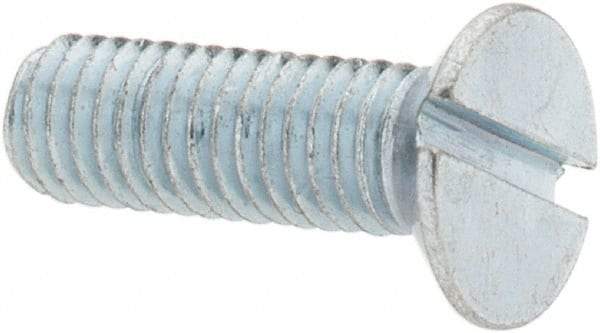 Value Collection - M5x0.80, 16mm OAL Slotted Drive Machine Screw - Flat Head, Grade 4.8 Steel, Zinc-Plated Finish, Without Washer - Industrial Tool & Supply