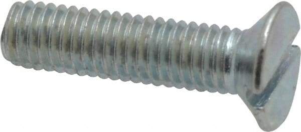 Value Collection - M5x0.80, 20mm OAL Slotted Drive Machine Screw - Flat Head, Grade 4.8 Steel, Zinc-Plated Finish, Without Washer - Industrial Tool & Supply
