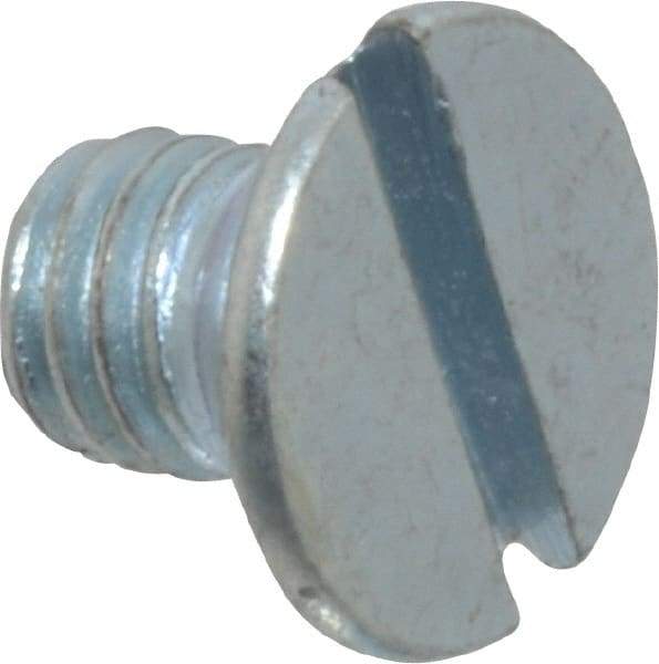 Value Collection - M6x1.00, 8mm OAL Slotted Drive Machine Screw - Flat Head, Grade 4.8 Steel, Zinc-Plated Finish, Without Washer - Industrial Tool & Supply
