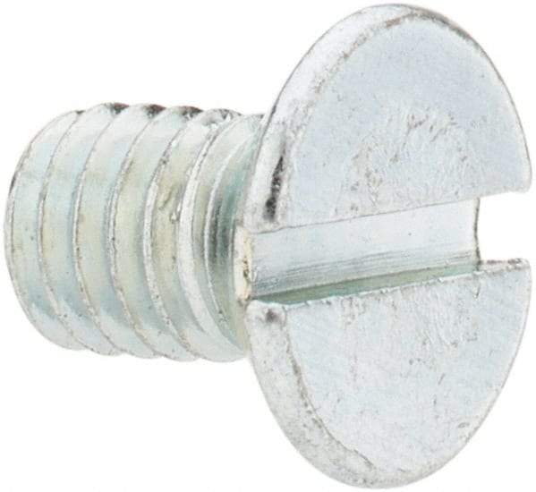 Value Collection - M6x1.00, 10mm OAL Slotted Drive Machine Screw - Flat Head, Grade 4.8 Steel, Zinc-Plated Finish, Without Washer - Industrial Tool & Supply