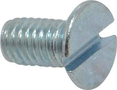 Value Collection - M6x1.00, 12mm OAL Slotted Drive Machine Screw - Flat Head, Grade 4.8 Steel, Zinc-Plated Finish, Without Washer - Industrial Tool & Supply