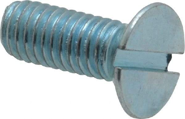 Value Collection - M6x1.00, 16mm OAL Slotted Drive Machine Screw - Flat Head, Grade 4.8 Steel, Zinc-Plated Finish, Without Washer - Industrial Tool & Supply