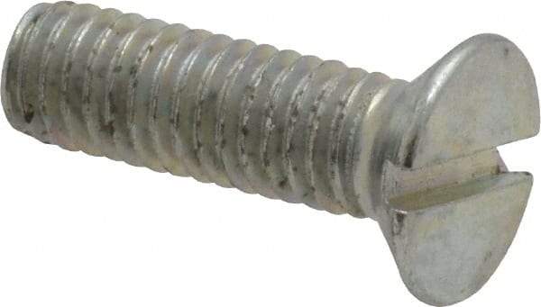 Value Collection - M6x1.00, 20mm OAL Slotted Drive Machine Screw - Flat Head, Grade 4.8 Steel, Zinc-Plated Finish, Without Washer - Industrial Tool & Supply