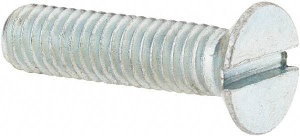 Value Collection - M6x1.00, 30mm OAL Slotted Drive Machine Screw - Flat Head, Grade 4.8 Steel, Zinc-Plated Finish, Without Washer - Industrial Tool & Supply