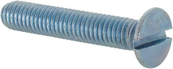 Value Collection - M6x1.00, 35mm OAL Slotted Drive Machine Screw - Flat Head, Grade 4.8 Steel, Zinc-Plated Finish, Without Washer - Industrial Tool & Supply